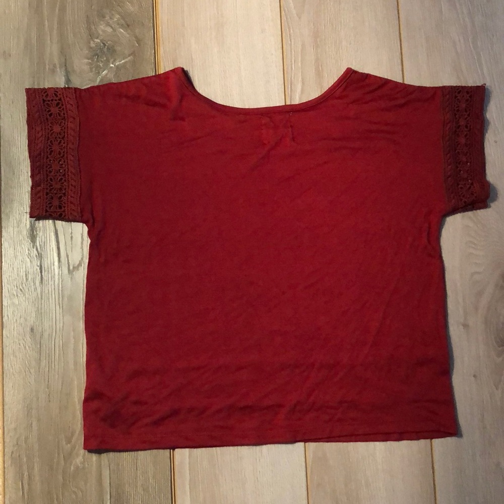 Deep Red Modest Crop Top - Picture 3 of 3